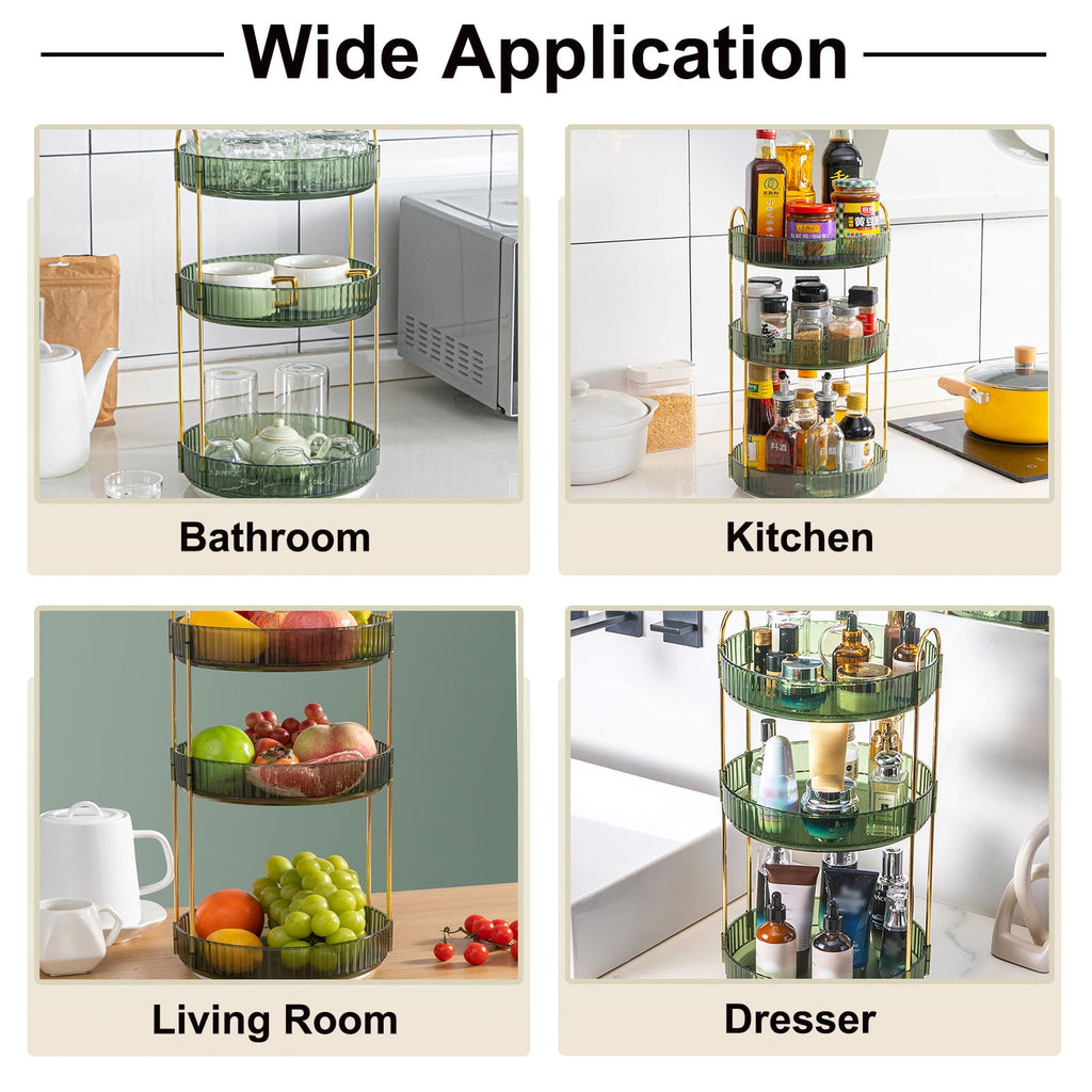Rotating Makeup Organizer, Skincare Organizer Countertop for Vanity (3-Tier, Green) - Image 6