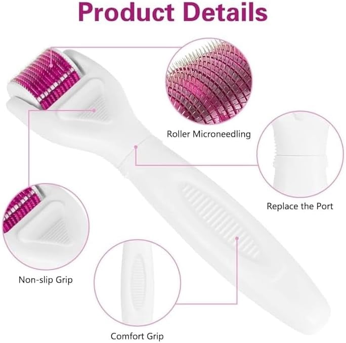 Derma Roller for Face and Body,6 in 1 Titanium Microneedling Roller Kit,Microneedle Roller for Face and Body with 5 Replaceable Heads Effect - Image 4