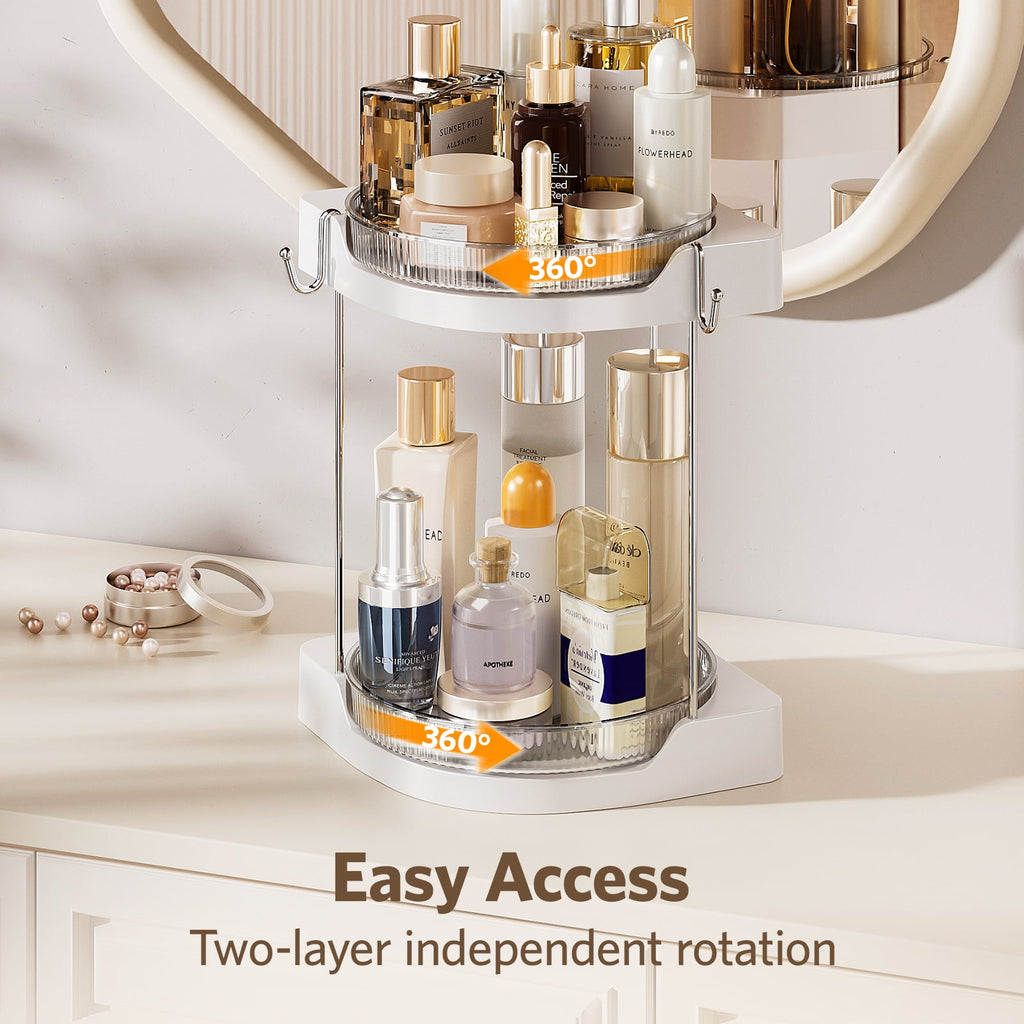 LazySpin Acrylic Rotating Makeup Organizer 2-tier, Multi-function Lazy Susan Bathroom Counter Organizer, Storage Cosmetic, Skincare, Perfume - Image 3