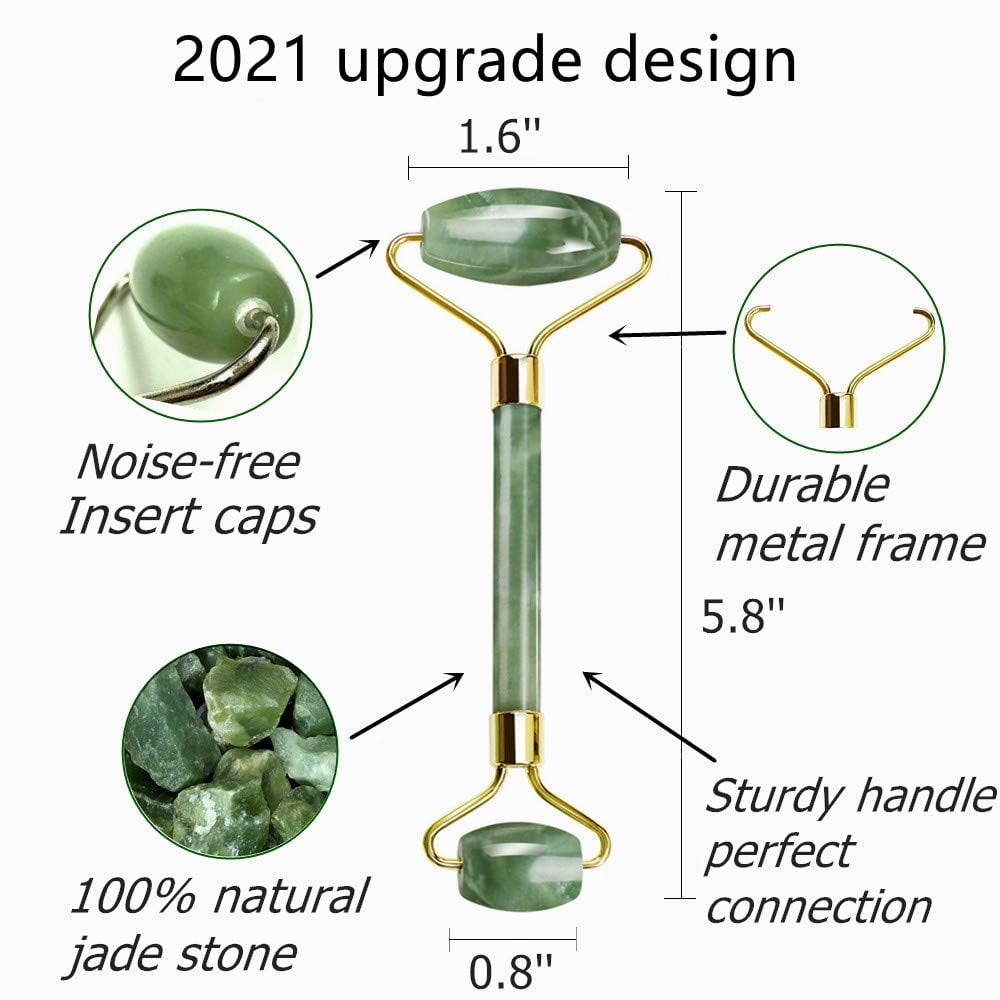 Jade Roller for Face and Gua Sha Set Face Roller Natural Jade Stone for Anti Aging,Eye Puffiness Wrinkles,Skincare Ma... - Image 6