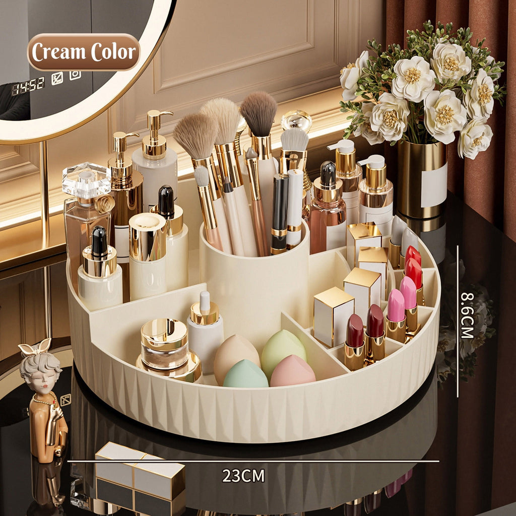 Rotating Skincare Organizer Tray-Compartment Makeup Brush Lipstick Skincare Organizer, Cosmetic Storage for Dresser V... - Image 2