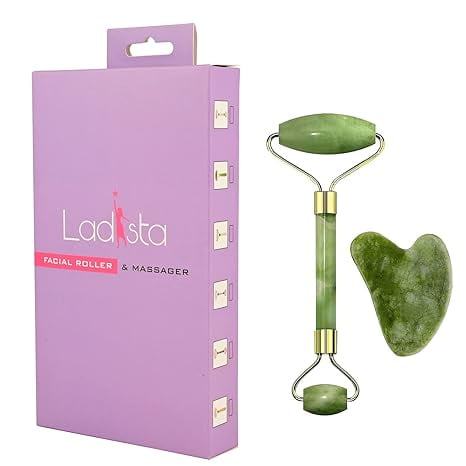 Facial Massager Jade Roller & Gua Sha Tool Natural Himalayan Stone for Face Neck Healing Skin Wrinkles & Serum Applic... - Image 2