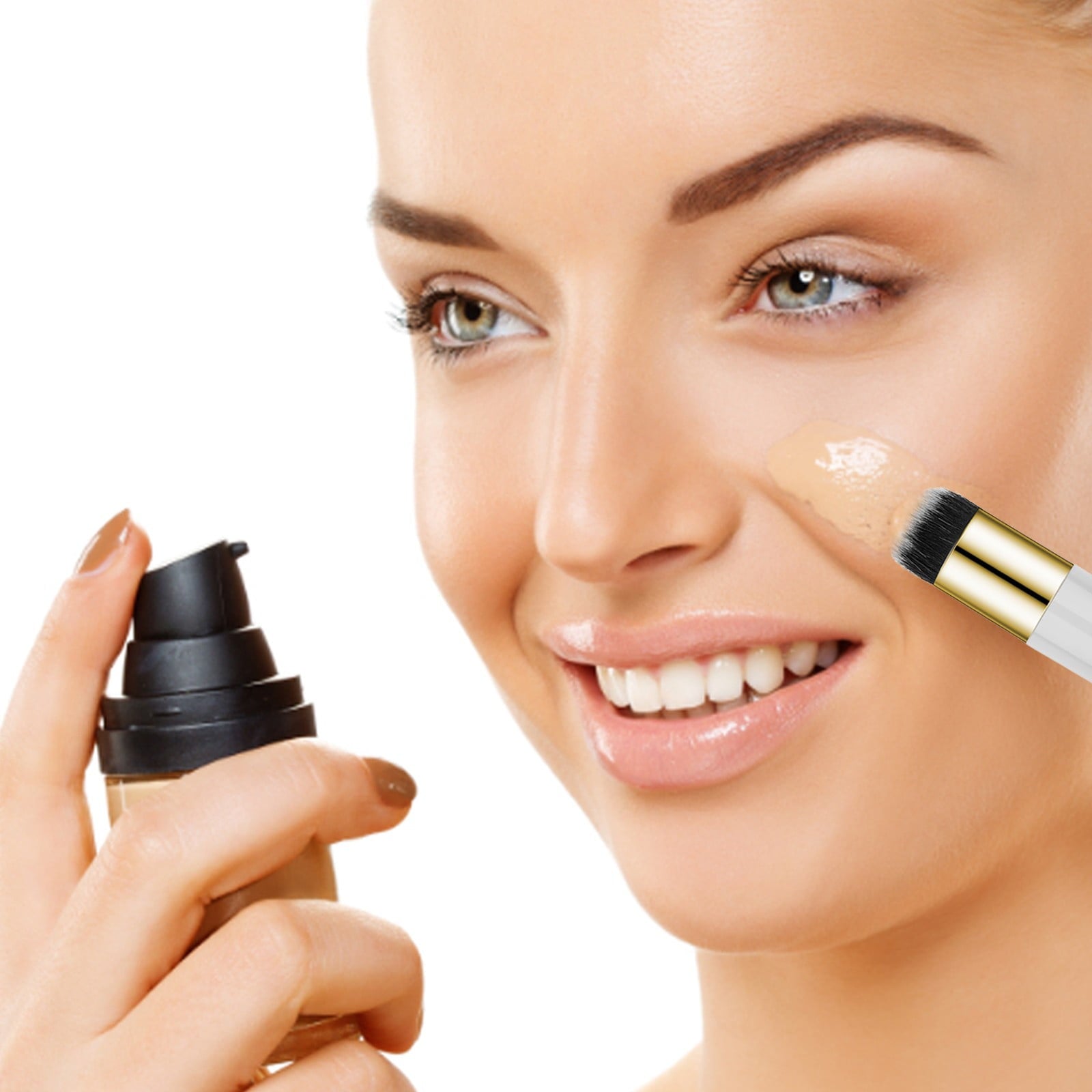Cosmug Makeup Brushes Mini Brush Foundation Brush Makeup Brush Beauty Tools Round Silver Foundation Brush Brush, Makeup Brush Tool Clearance - Image 2
