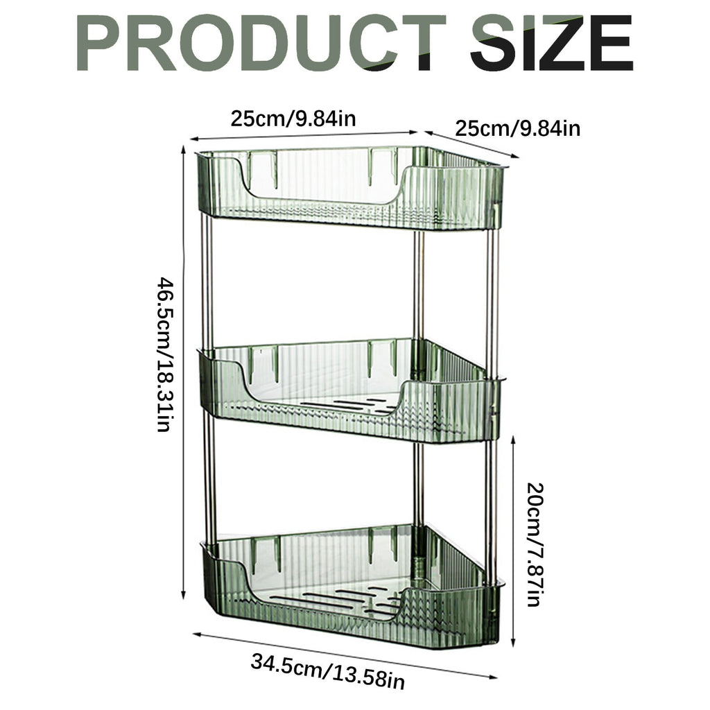 3-Tier Corner Bathroom Counter Organizer, Plastic Makeup Skincare Organizers Storage Countertop, Sink Vanity Trays Pe... - Image 3