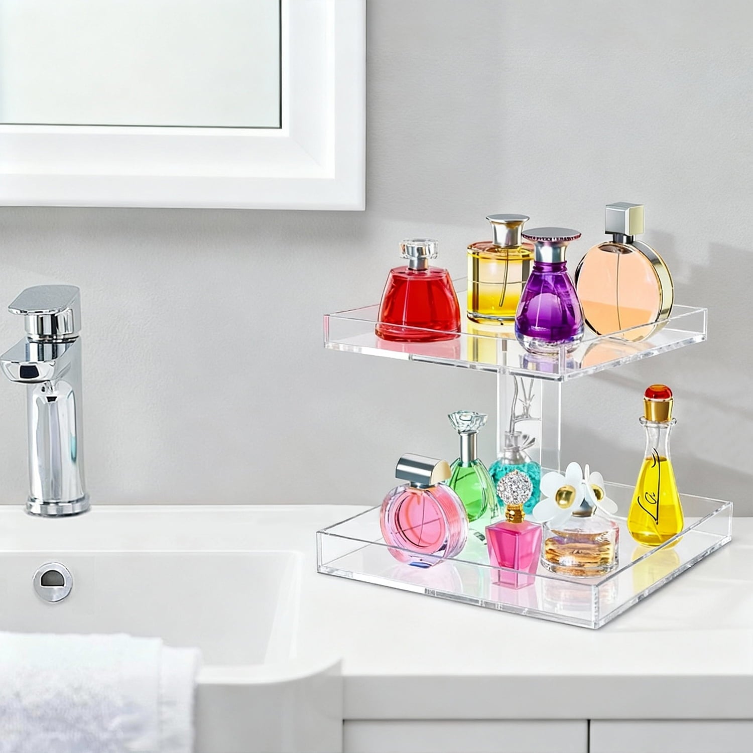 Behome Makeup Organizer, 2-Tier Acrylic Perfume Organizer, Cologne Organizer for Men, Versatile Display Stand Shelf for Fragrance, Skincare, - Image 5