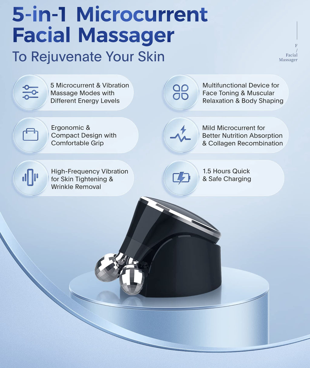Microcurrent-Facial-Device - Skin Tightening Device, Microcurrent Facial Massager, Face Massager Roller for Face Lift, Wrinkle Removal, Anti - Image 2