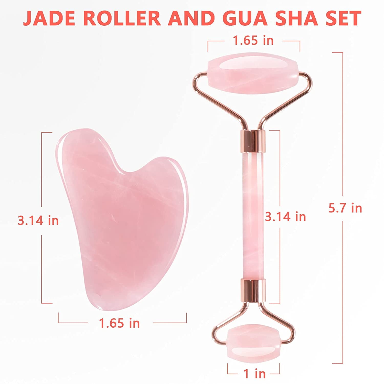 Jade Roller & Gua Sha, Facial Beauty Roller sets, Rose Quartz Massager for Face, Eyes, Neck, Relieve Fine Lines,Wrink... - Image 4