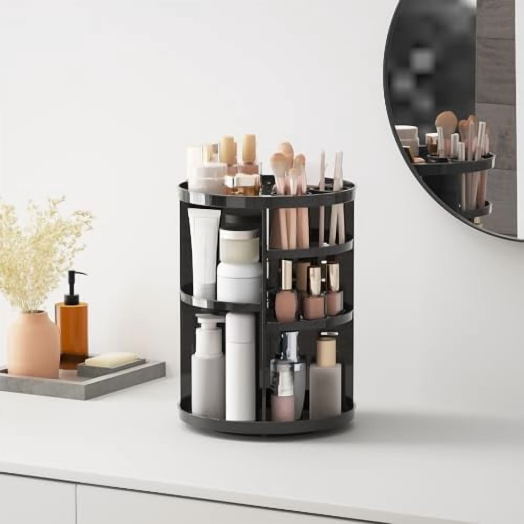 Rotating Makeup Organizer, DIY 8 Adjustable Layers Spinning Skincare Organizer, Cosmetic Display Case with Brush Holder Perfume Tray, Multi- - Image 2