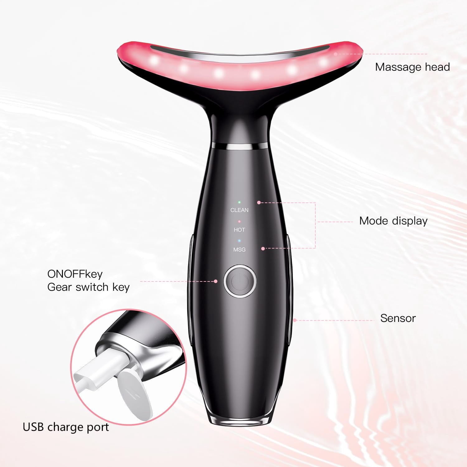 Neck Face Beauty Device, Vibration Face Massager, 3 in 1 Face Sculpting Tool Facial Massager for Double Chin, Thermal... - Image 6