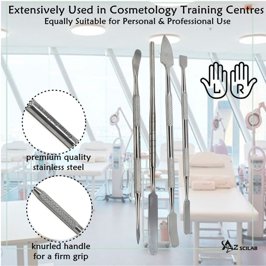 Stainless Steel Spatula to Use with Makeup-Palette For Blending Cosmetic Set of 4 Pcs Double Sided - Image 5