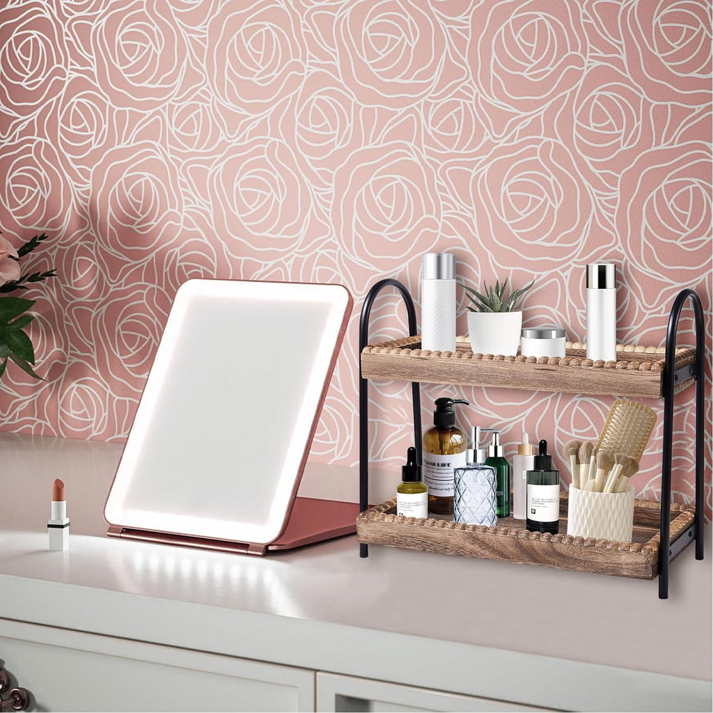 2-Tier Bathroom Counter Organizer, Wood Makeup Organizers for Vanity,Storage for Cosmetic, Skincare, Perfume - Image 6