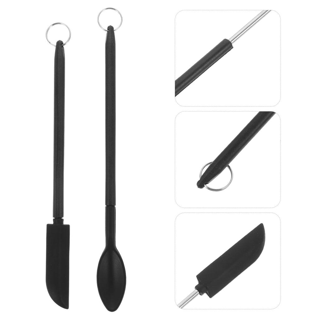 1 Set of Mini Silicone Spoon Cosmetic Spatula Telescopic Silicone Makeup Spoon Beauty Spatula - Image 3