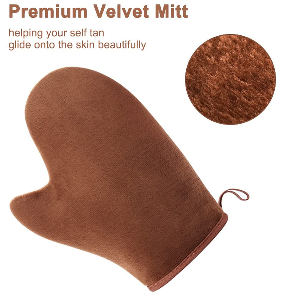 5 Pack Self Tanning Mitt Kit with Back Applicator, Mini Tanning Glove, Exfoliating Glove, Brush - Image 3