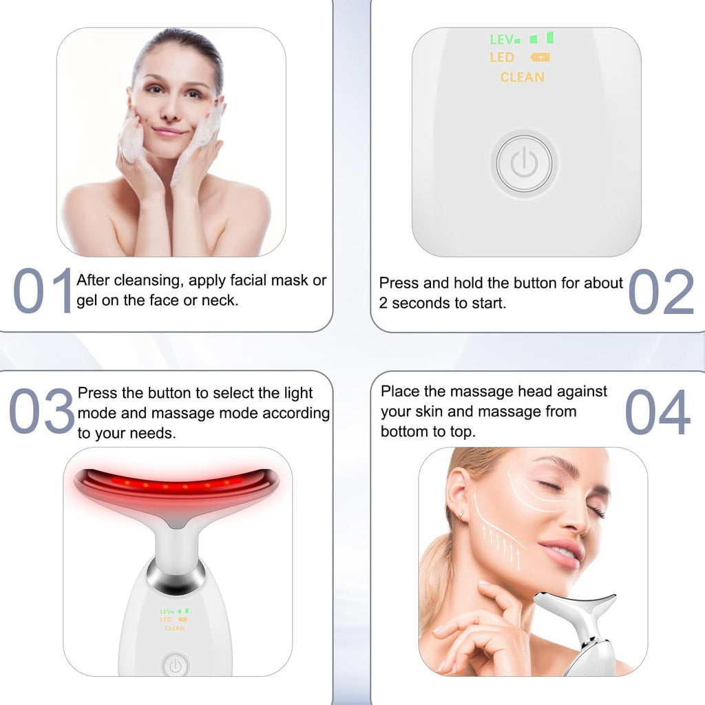 Neck Face Massager, Face Sculpting Tool, 3 Modes and Vibration Facial Massager, Portable Light Therapy for Skin Care,... - Image 3