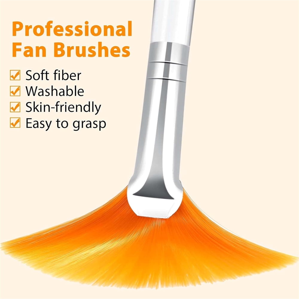 6 Pack Facial Applicator Brush,Fan Brushes with White Handle,Slim Soft Mask Brushes,Esthetician Acid Applicator Brush... - Image 3