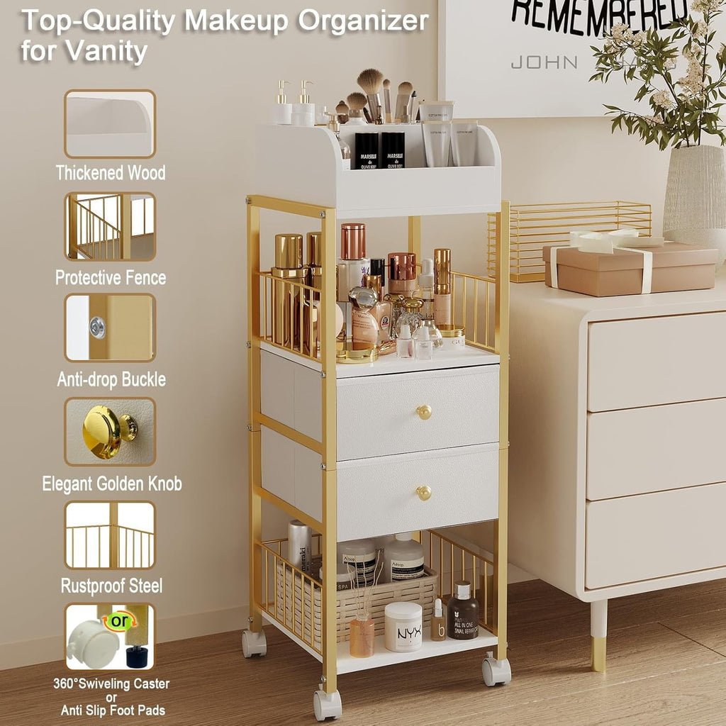 Makeup Organizer Storage Cart, Large Skincare organizers, Makeup Stand with Drawers, Makeup Vanity Organizer Cosmetic... - Image 6