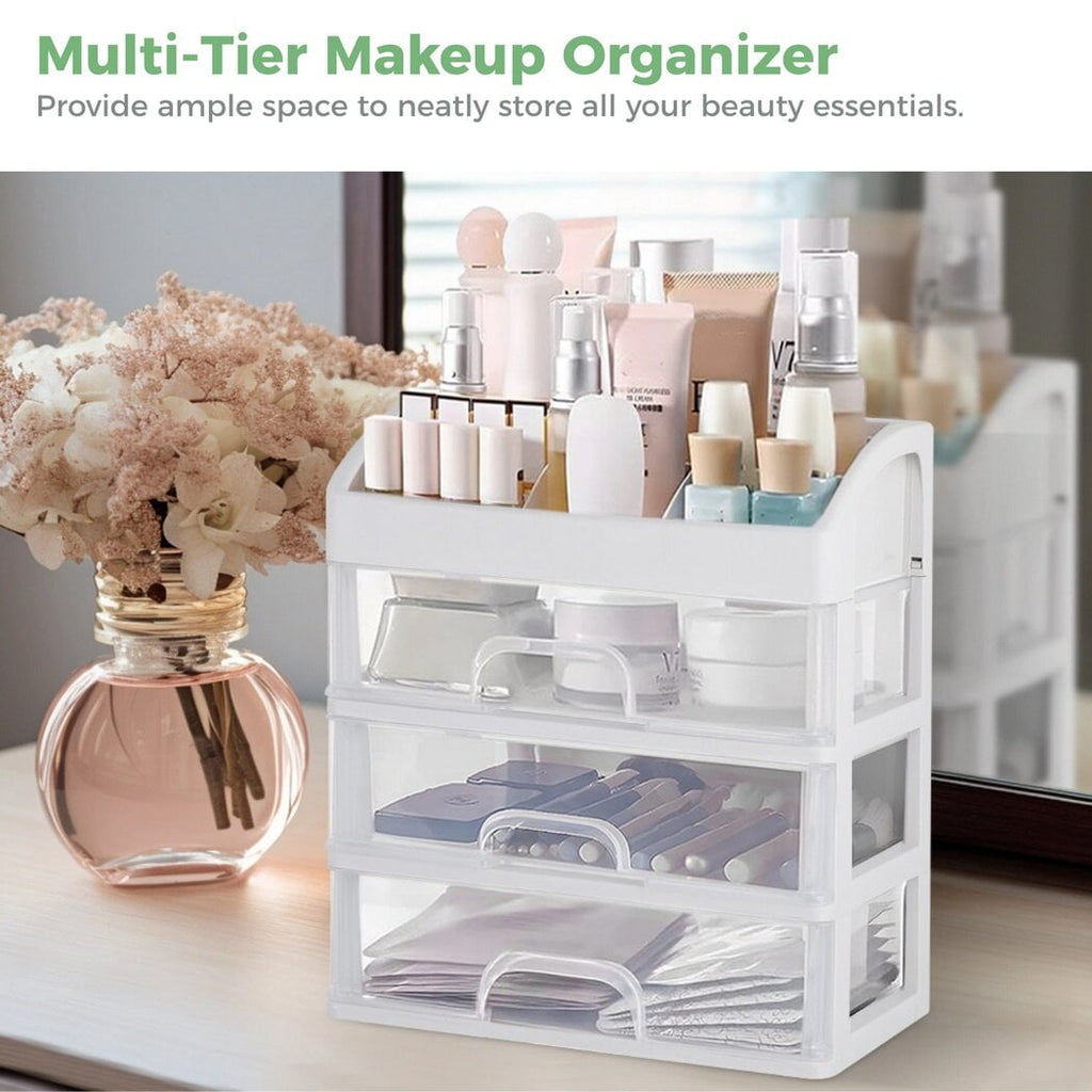 Cosmetic Organizer, Makeup Storage Box with 3 Clear Drawers, Skincare Product Organizer for Vanity, Dresser, Bedroom, Bathroom - Image 3