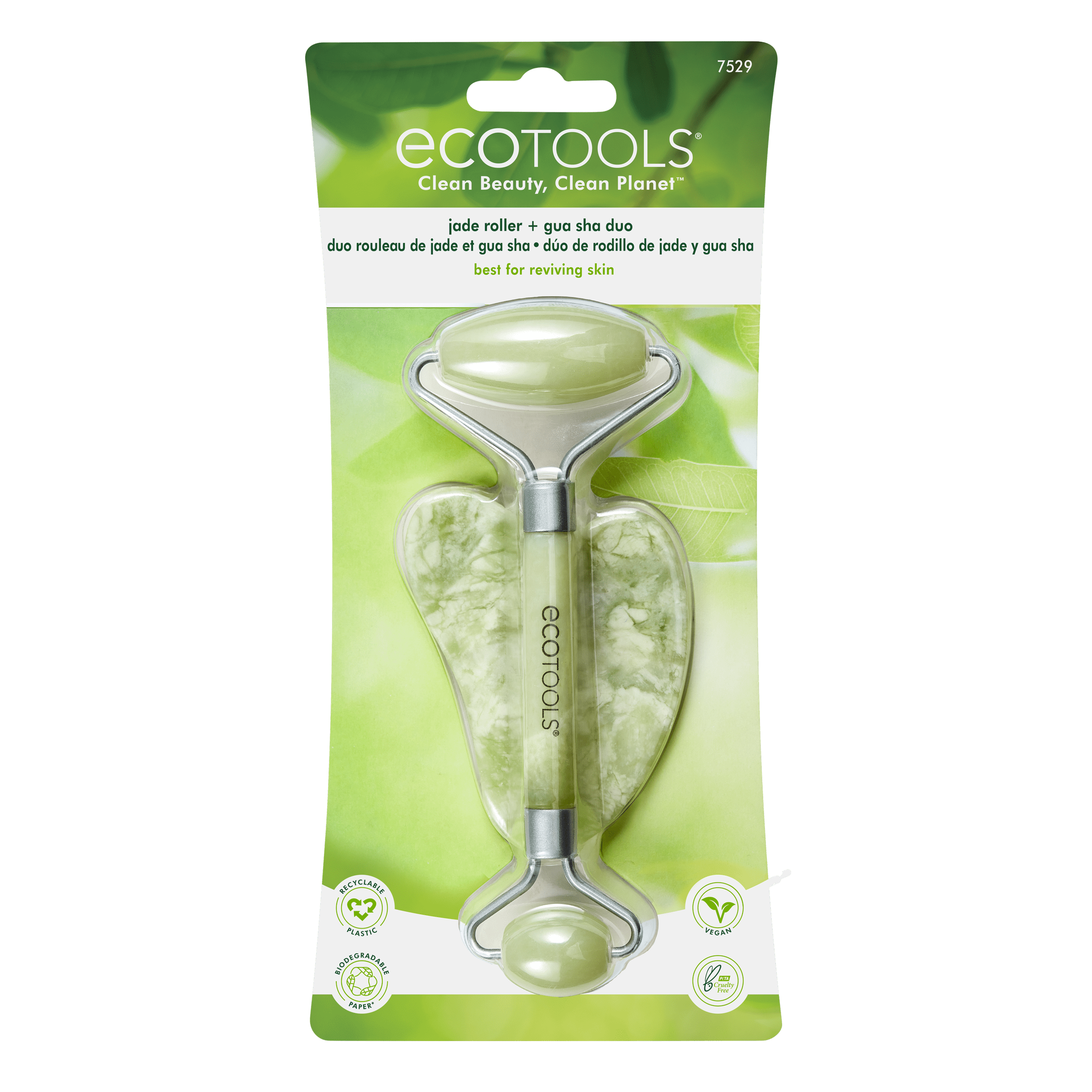 EcoTools Facial Skincare Jade Roller and Gua Sha Stone Duo Pack Mini Facial Kit, 100% Jade, 2pk - Image 2