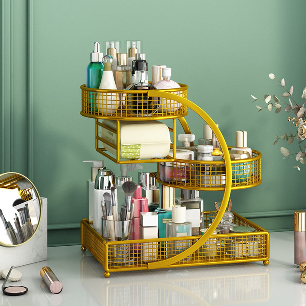 Sturdy Metal Cosmetic Rack Without Installation Required Portable Organizers for Lipsticks Skincare Bathroom Accessory - Image 2