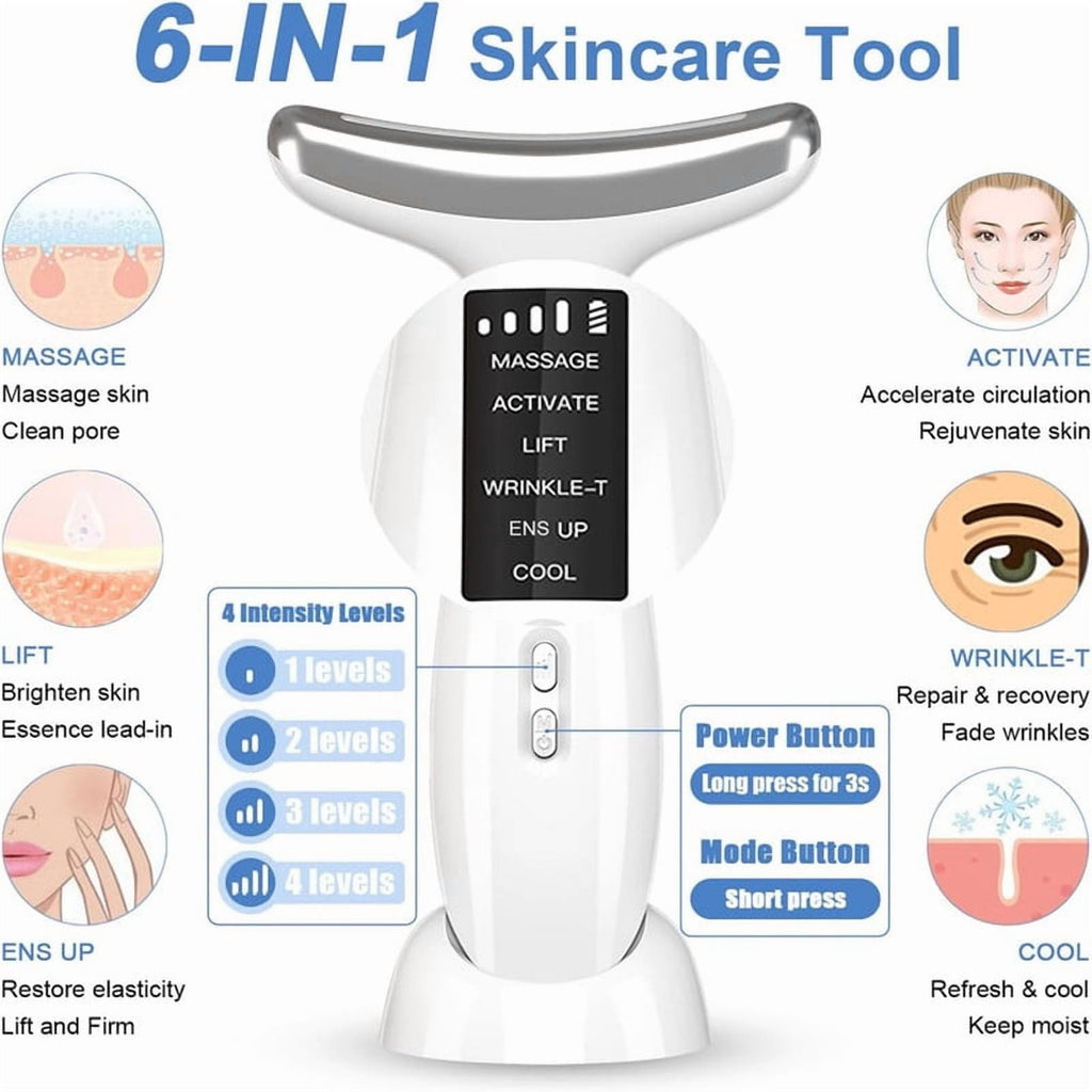 Facial Neck Beauty Device, Skin Care Massager, LED Light Therapy Face Sculpting Tool, Multifunctional Rollers for Women - Image 3