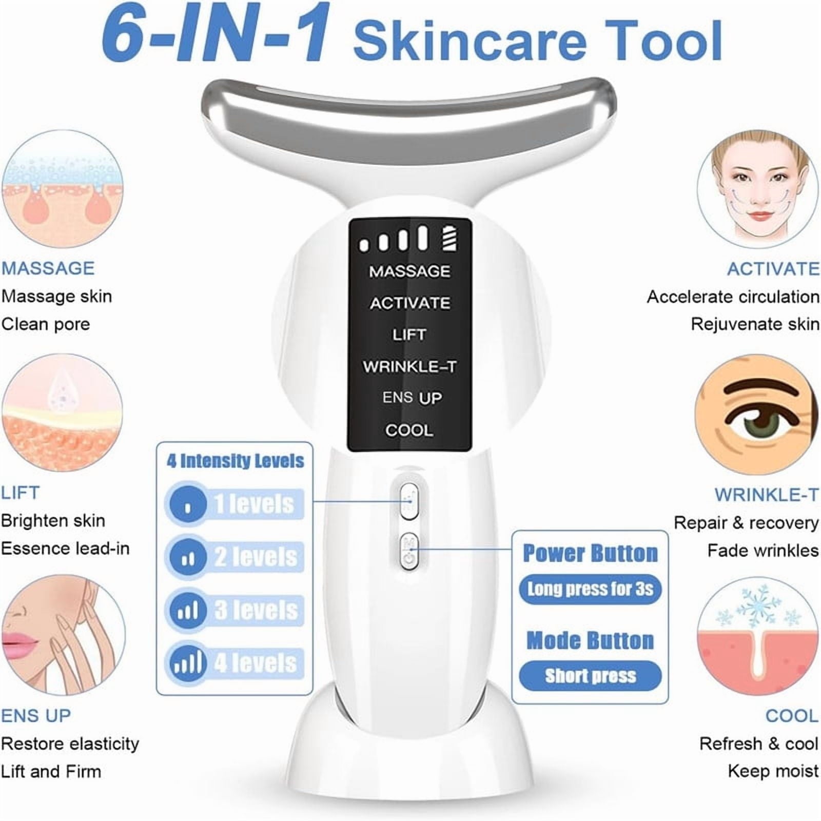 Facial Neck Beauty Device, Skin Care Massager, LED Light Therapy Face Sculpting Tool, Multifunctional Rollers for Women - Image 3