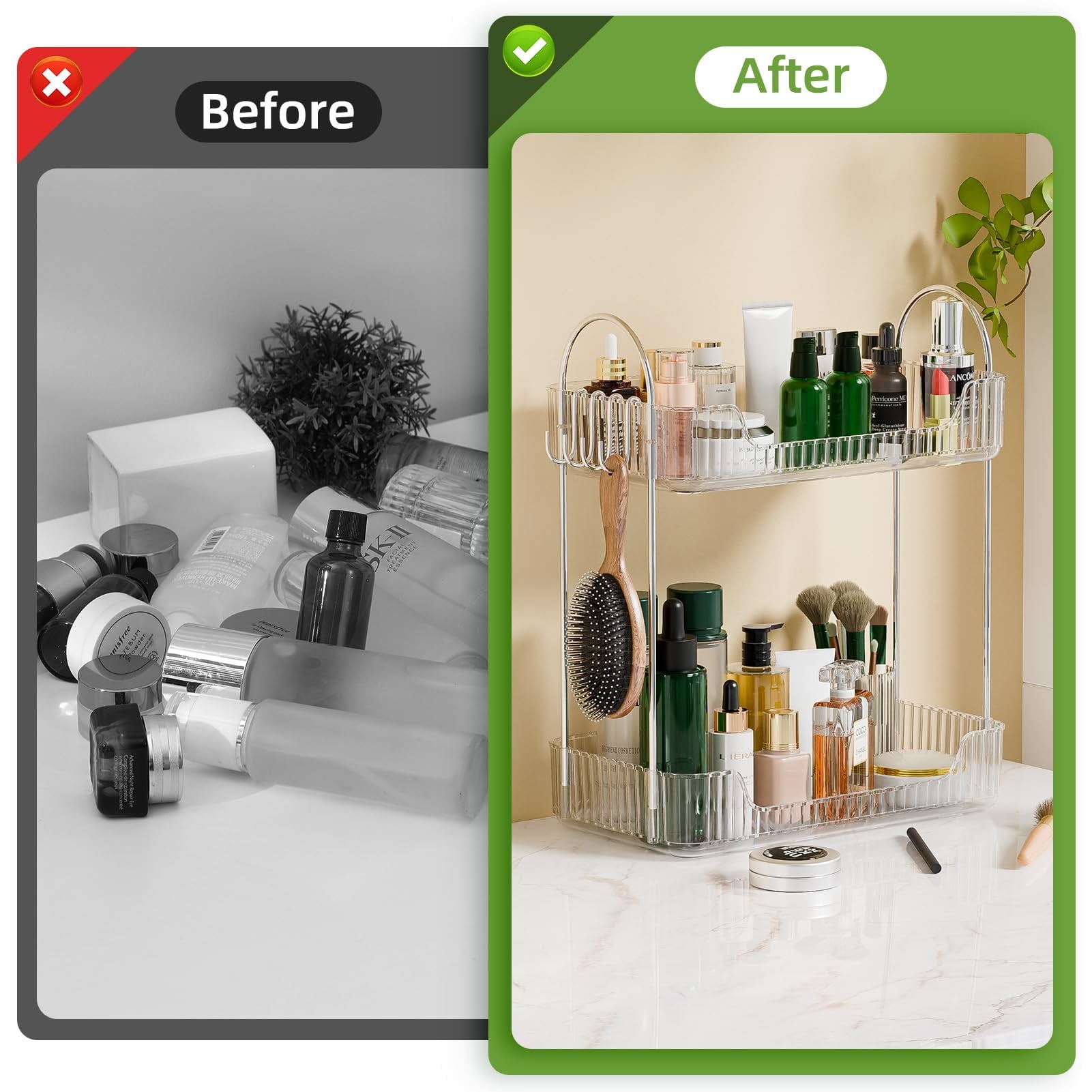 2 Tier Bathroom Counter Organizer，Cosmetic Skincare Organizer，Spice Rack Organizer for Kitchen - Image 3