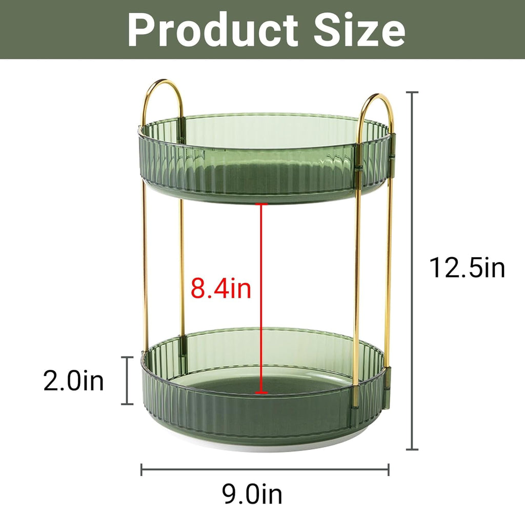 360 Rotating Makeup Organizer for Vanity,2 Tier Large Capacity Skincare Organizers,Bathroom Counter Organizer, Spinning Perfume Organizer & - Image 2