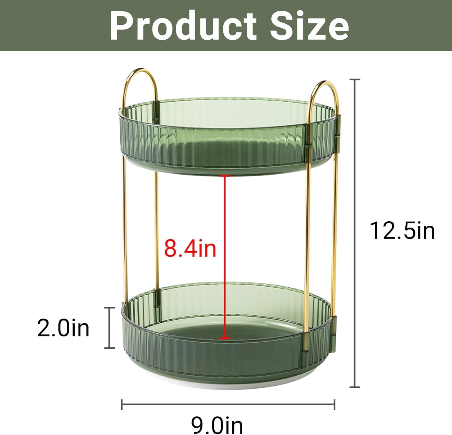 360 Rotating Makeup Organizer for Vanity,2 Tier Large Capacity Skincare Organizers,Bathroom Counter Organizer, Spinning Perfume Organizer & - Image 2