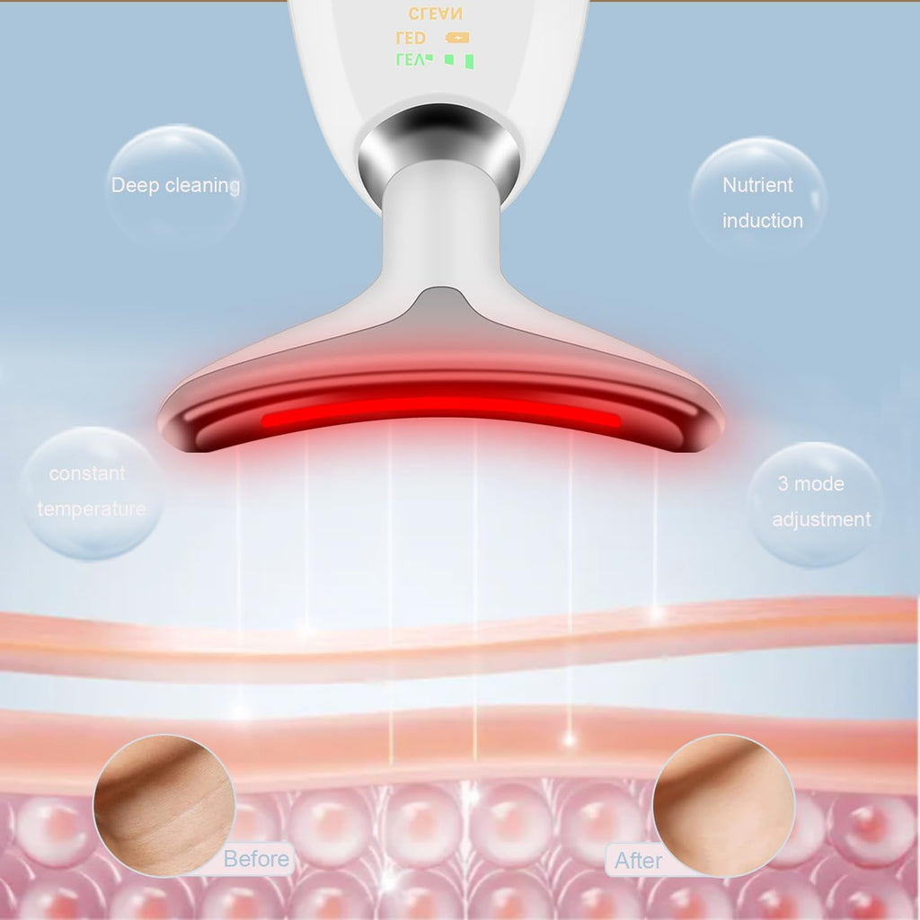 Neck Face Massager, Face Sculpting Tool, 3 Modes and Vibration Facial Massager, Portable Light Therapy for Skin Care,... - Image 4
