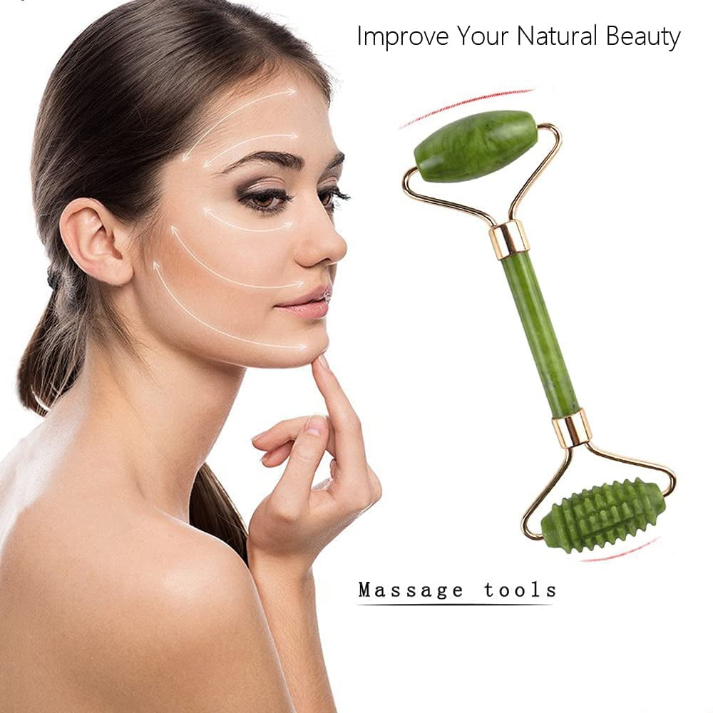 Jade Rollers for Face - Facial Massage Tool for Anti Aging Wrinkles and Skin Rejuvenate -100% Natural Jade Crystal Stone for Body Face Eyes - Image 6