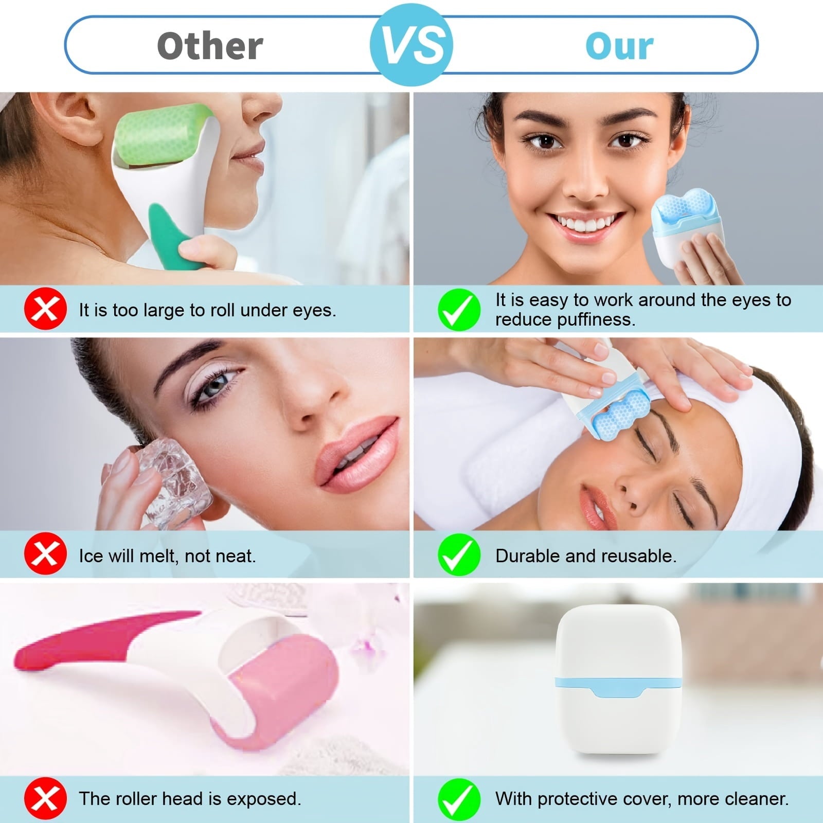 Cold Relax Massage 2in 1 for Face & Eye, Puffiness, Migraine, and r Injury-pink - Image 5
