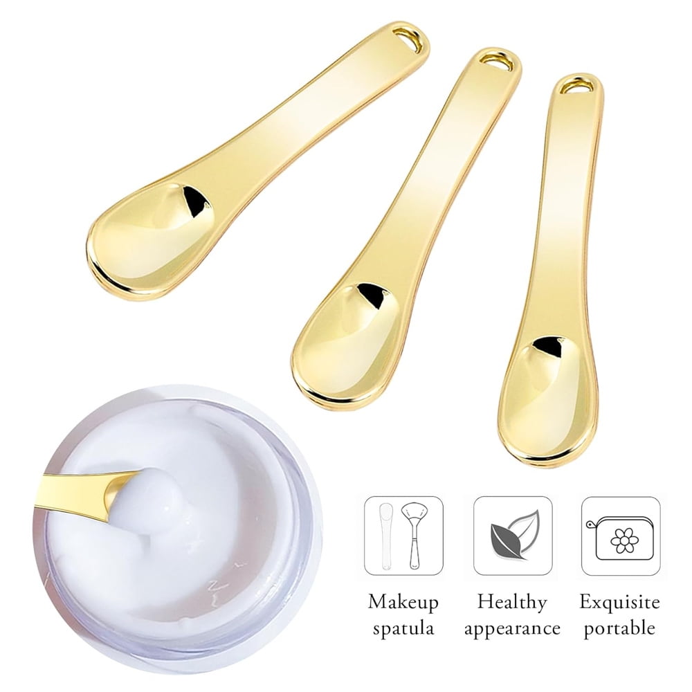 3 Pack Metal Makeup Spatula Makeup Spoon Mini Eye Cream Applicator Beauty Spoon for Facial Cosmetic Tiny Spatulas for... - Image 3