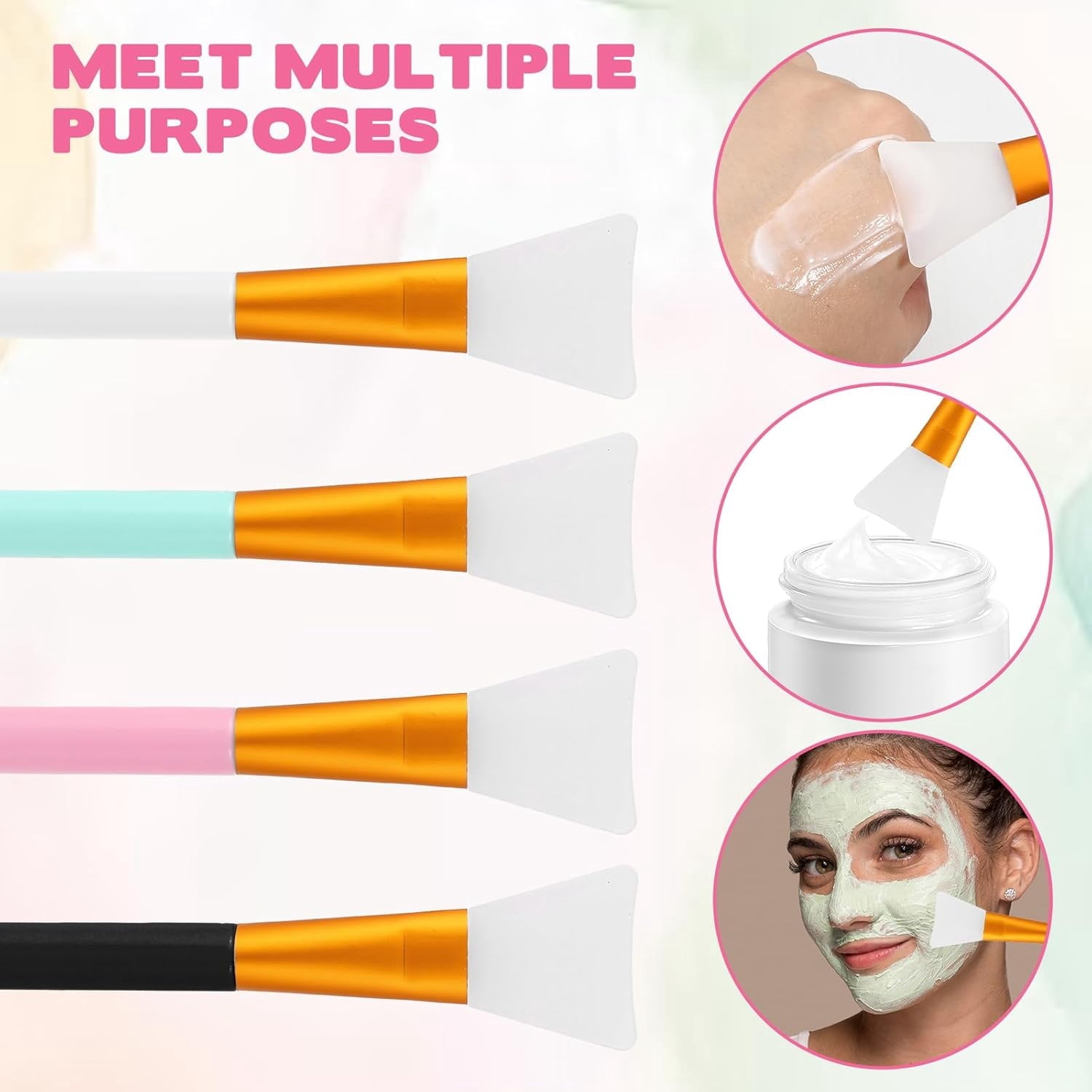 4 PCS Face Mask Applicator Tool, Silicone Flexible Face Mask Spatula, Exfoliating Facial Brush for Facial Mud, Clay M... - Image 4