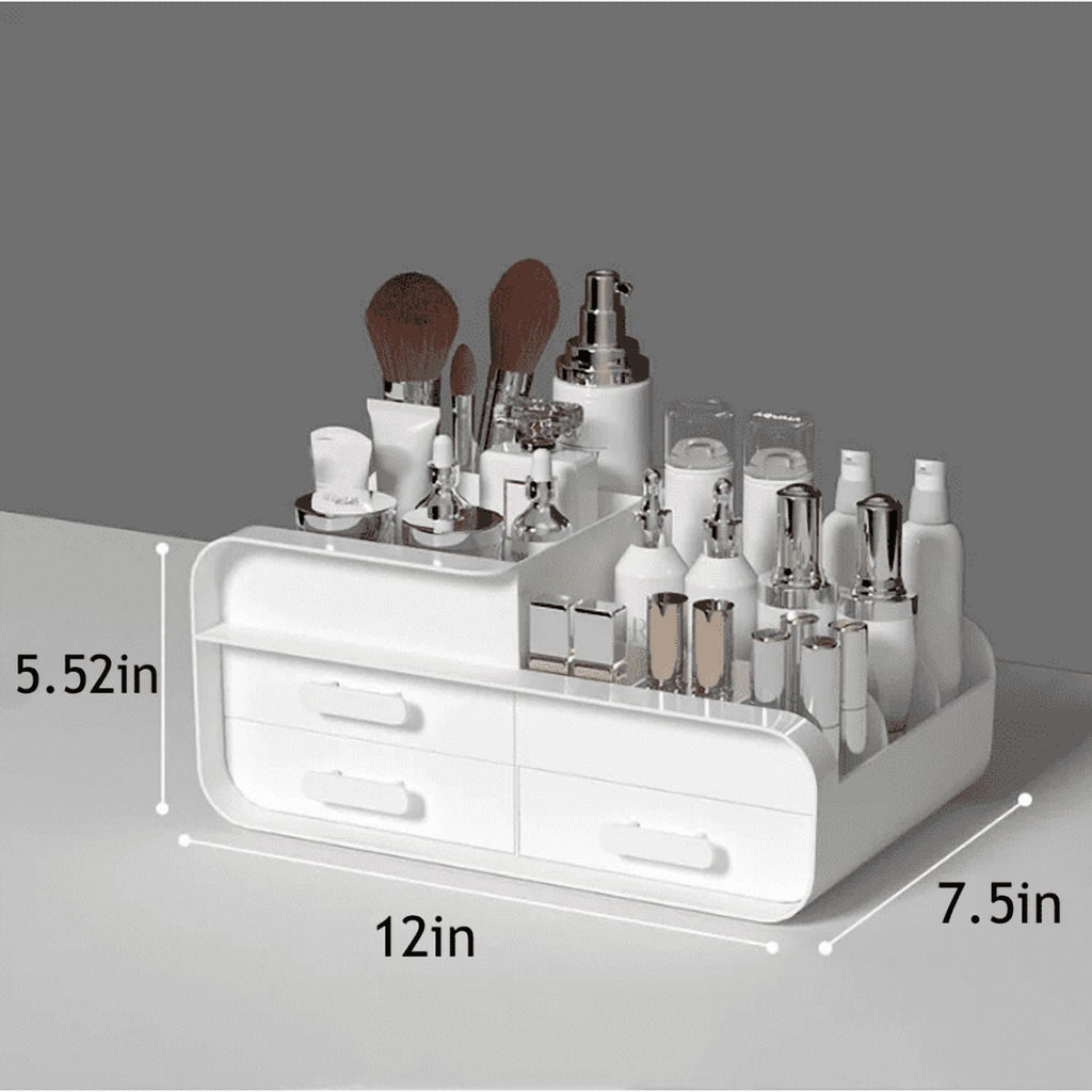 White Makeup Organizer for Vanity,Large Plastic Skincare Organizers With Drawers,Bathroom Counter Organizer Cosmetic ... - Image 4