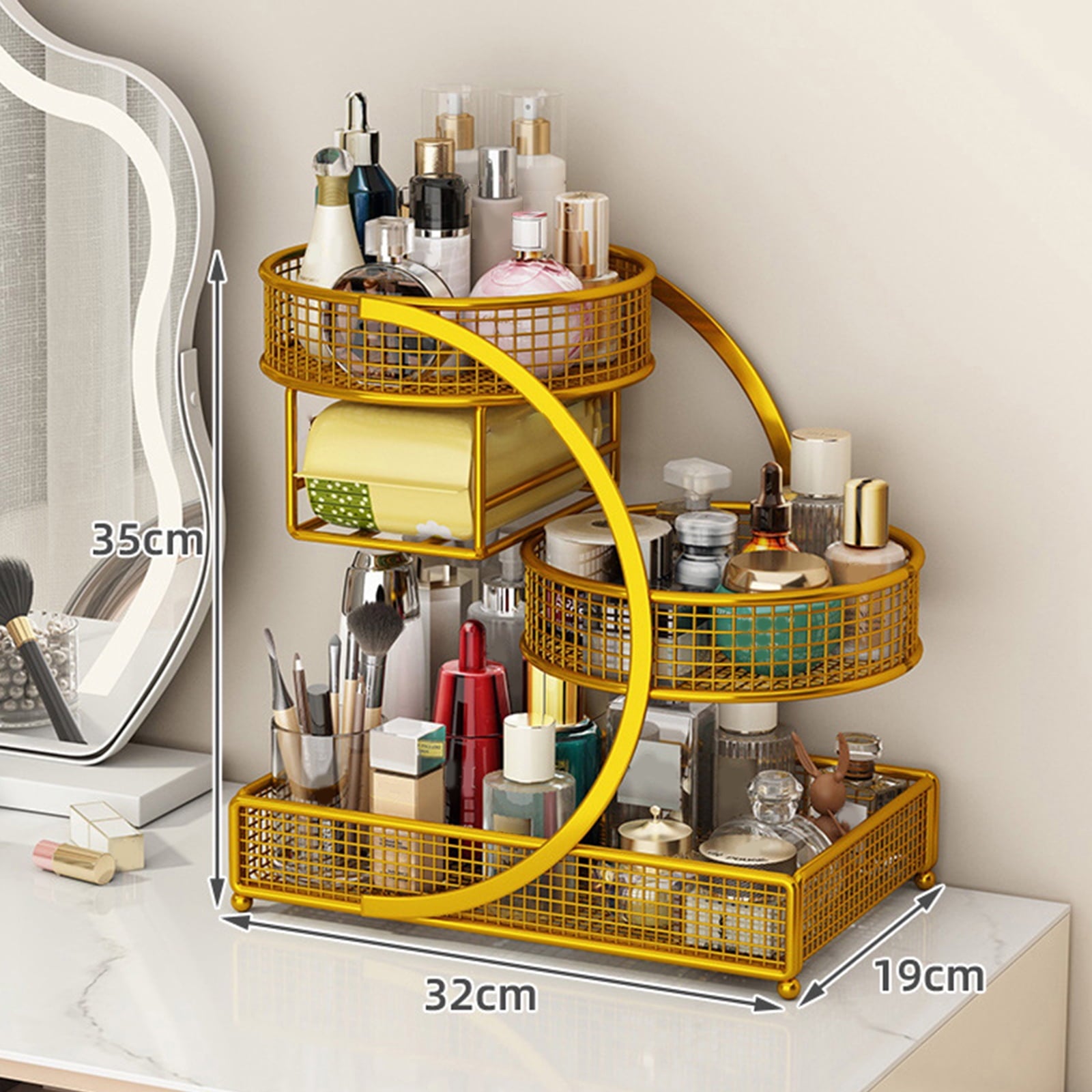 Sturdy Metal Cosmetic Rack Without Installation Required Portable Organizers for Lipsticks Skincare Bathroom Accessory - Image 6