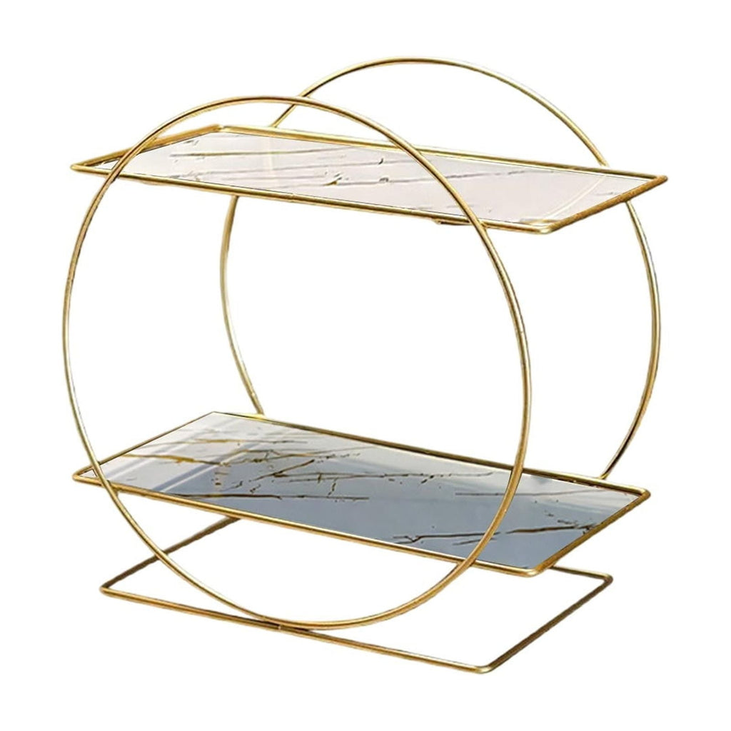 White 2-Tier Wrought-Iron Vanity & Countertop Organizer – Large-Capacity Bathroom Storage Rack for Skincare, Cosmetics & Toiletries - Image 2