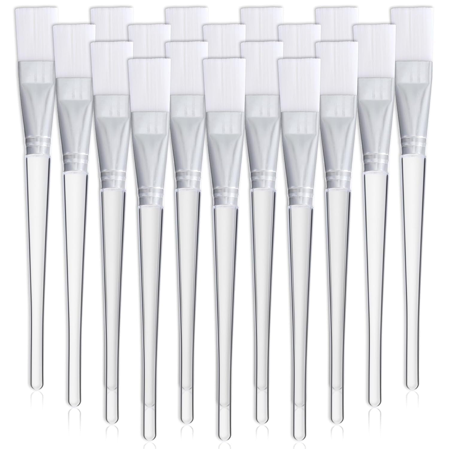 16-Pack Facial Mask Brush Makeup Fan Brushes, Soft Face Mask Brush Applicator with Plastic Handle, Nylon Masks Brushe...