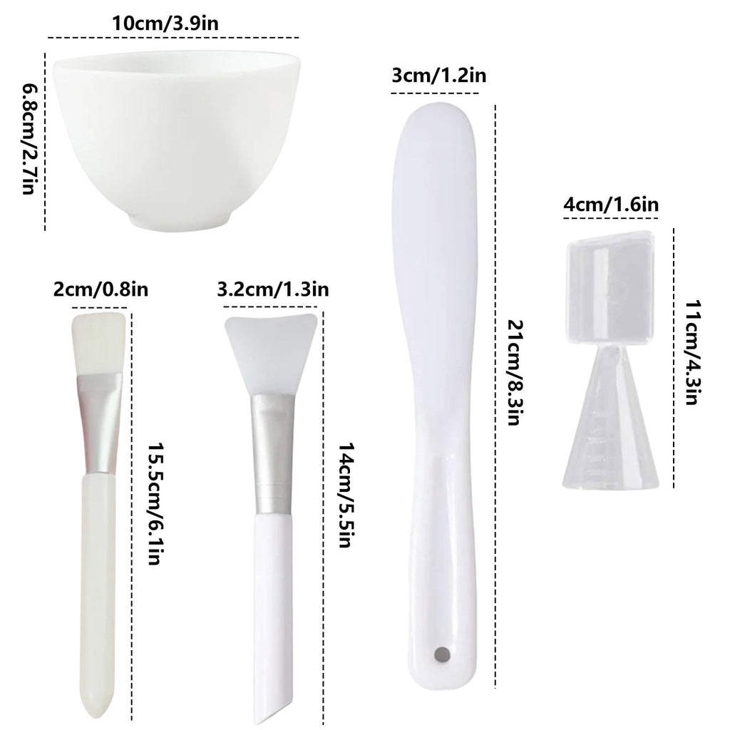 5-Piece Mask Mixing Bowl Set, Food Grade Silicone Skincare Tools with Brush & Spatula, Portable At-Home Facial Kit fo... - Image 2