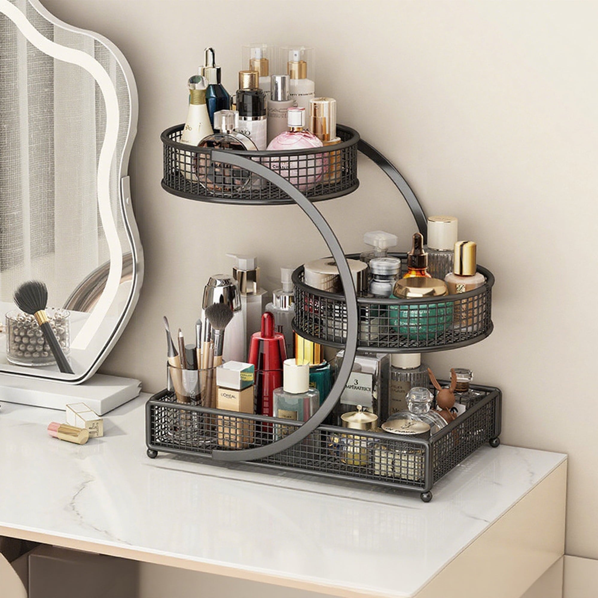 Cosmetic & Makeup Organizer for Vanity, Bathroom, Countertop, 13.7x12.6x7.48" Skincare & Lipstick Storage Box,Black, ... - Image 5