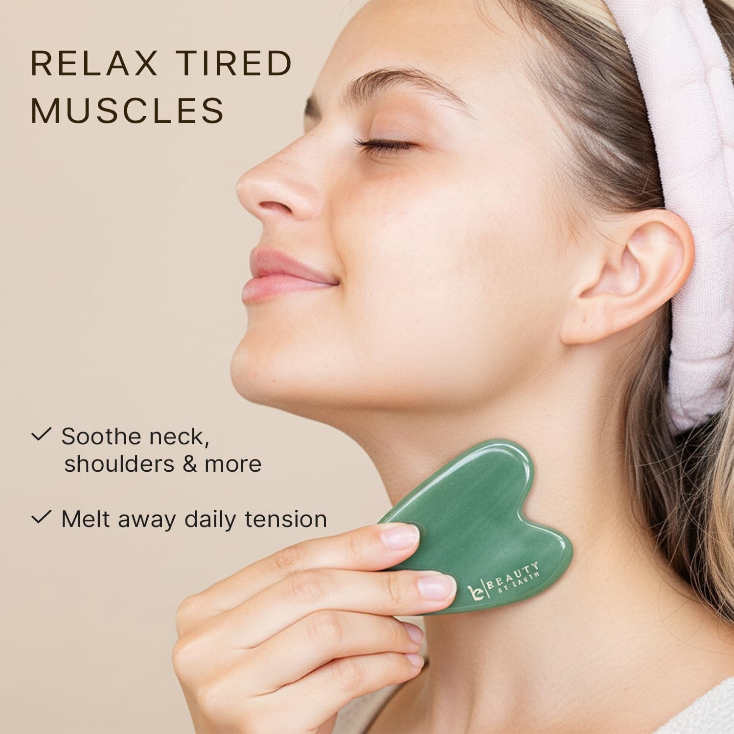 Gua Sha Tool - Jade Stone Scraping Massage Tool, Facial Massage for Lymphatic Drainage for Face, Eyes, Neck and Body - Image 4