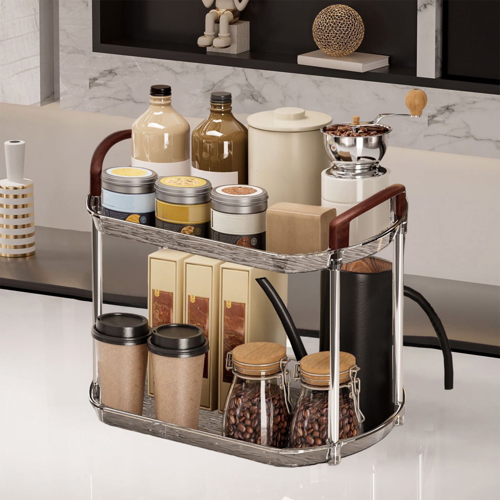 Bathroom Counter Organizer Countertop Storage, Cosmetics Skincare Shelf Organizer, Makeup Organizer Perfume for Dresser Vanity Tray, Spice R - Image 5