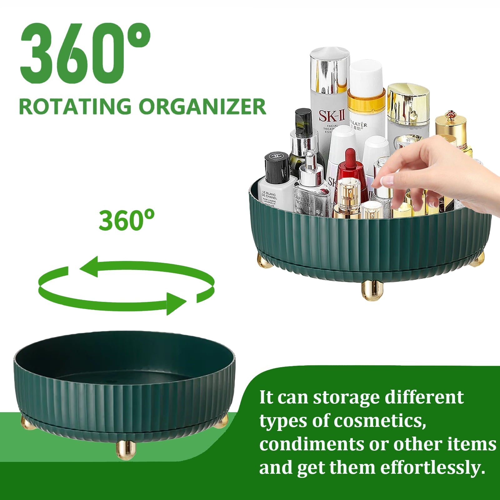 Makeup Perfume Organizer, 360 Degree Rotating Skincare Organizer Large Capacity Cosmetic Desk Spinning Storage Lotion... - Image 4