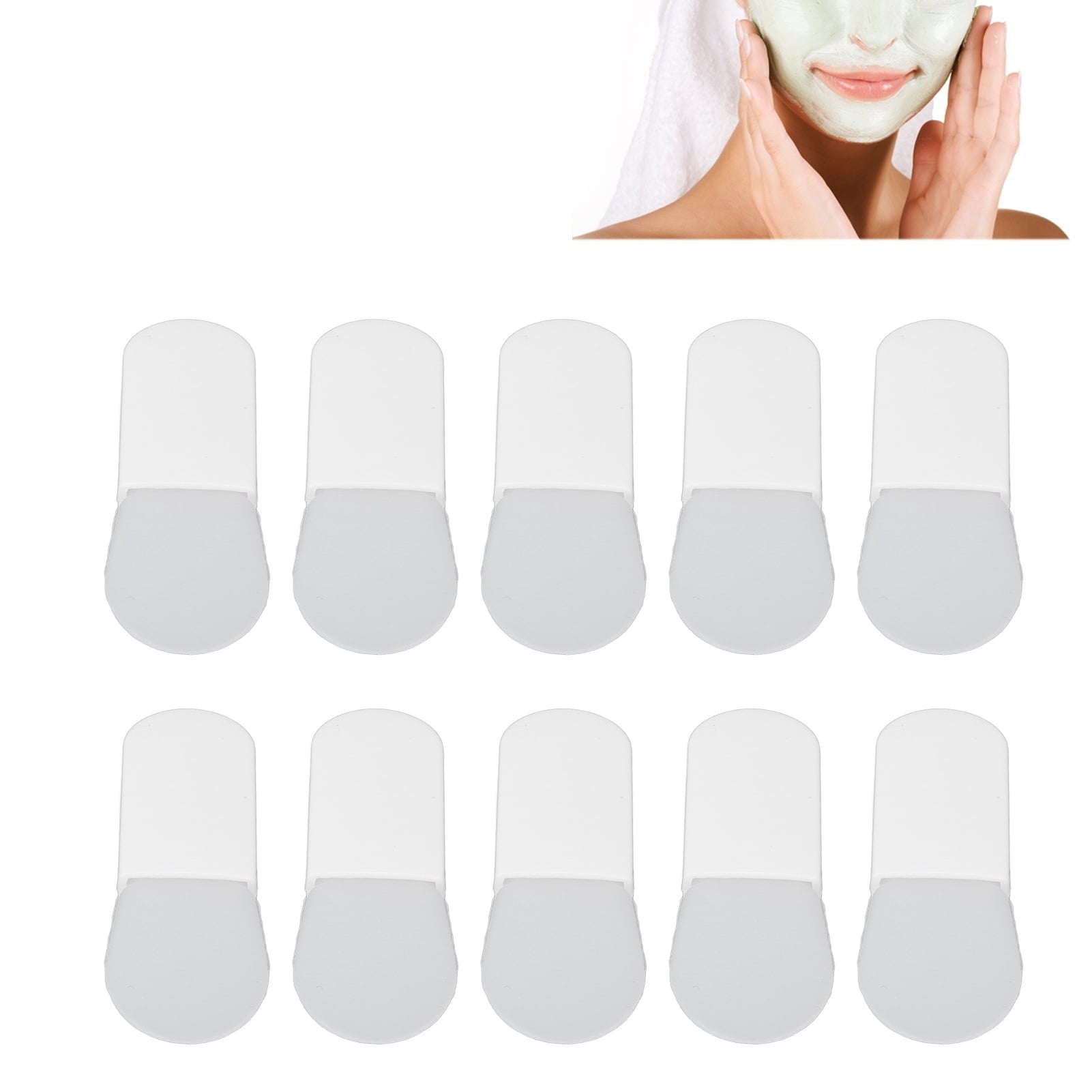 10pcs Mini Silicone Facial Mask Brush, Short Handle Mud Mask Applicator for Facial Beauty, White Short Tongue Shape (... - Image 2