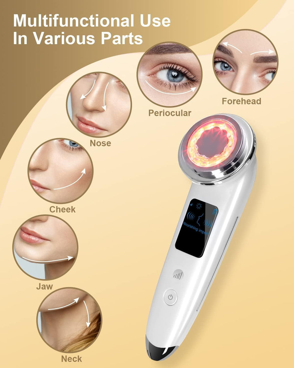 Banome Face Massager Electric Face Lifting 4 in 1 Facial Massager Anti Aging Skin Tightening Firming Skin Care Tools (White) - Image 4