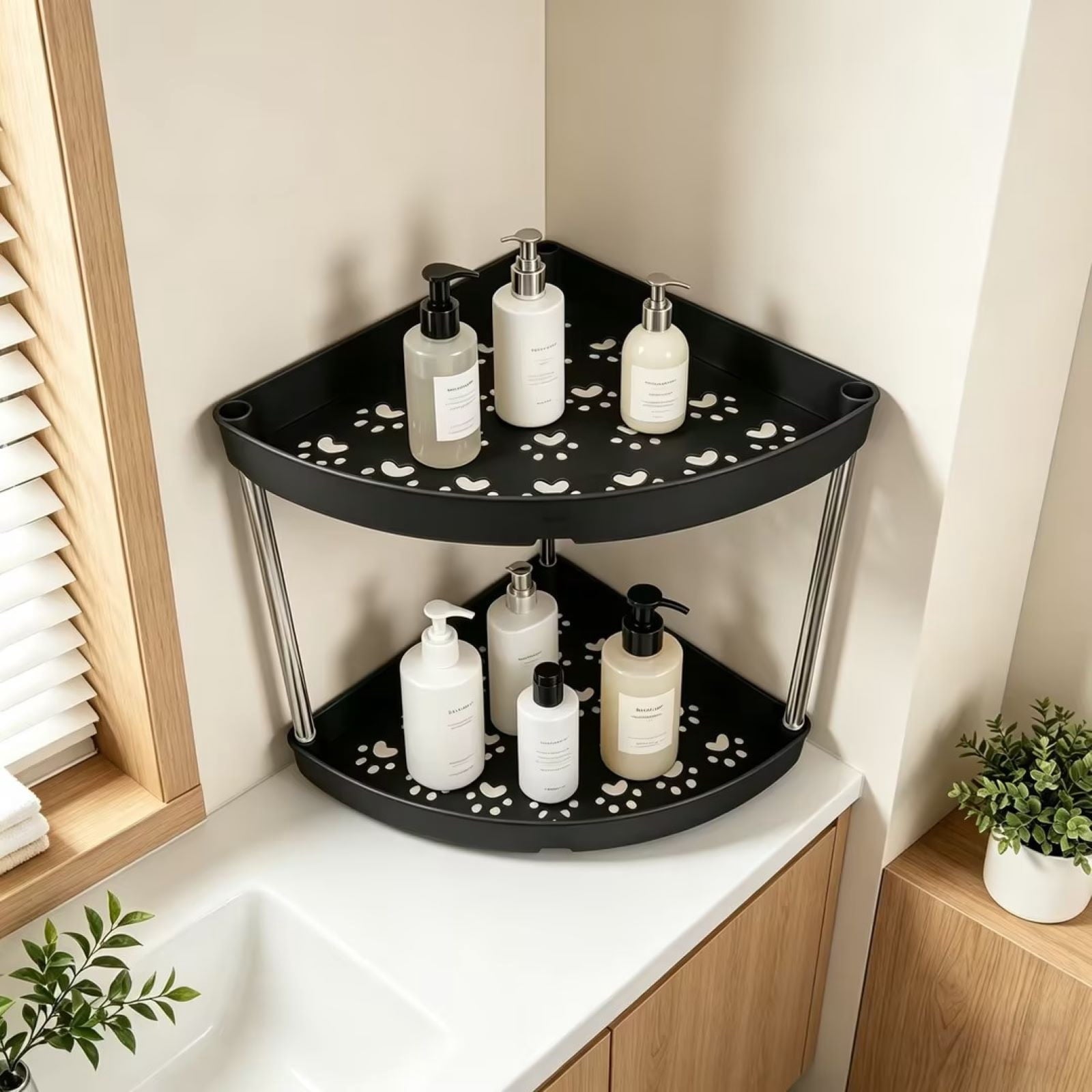 2 Tier Bathroom Counter Organizer, Vanity Organizer Corner Shelf, Skincare, Makeup Countertop Organizers, Kitchen, Ba... - Image 6