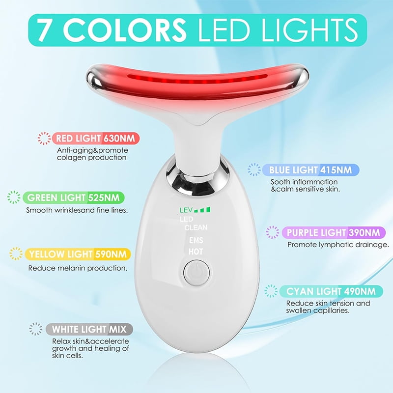 Red Light Therapy Massager for Face and Neck, 7-Color LED Neck & Face Rejuvenator, Multifunctional Facial Skincare Tools with Vibration - Image 4