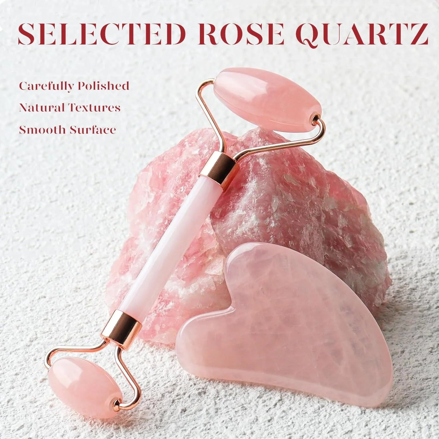Jade Roller & Gua Sha Set – Rose Quartz Facial Massager for Reducing Redness, Fine Lines & Wrinkles, Perfect Self-Care Gift - Image 4