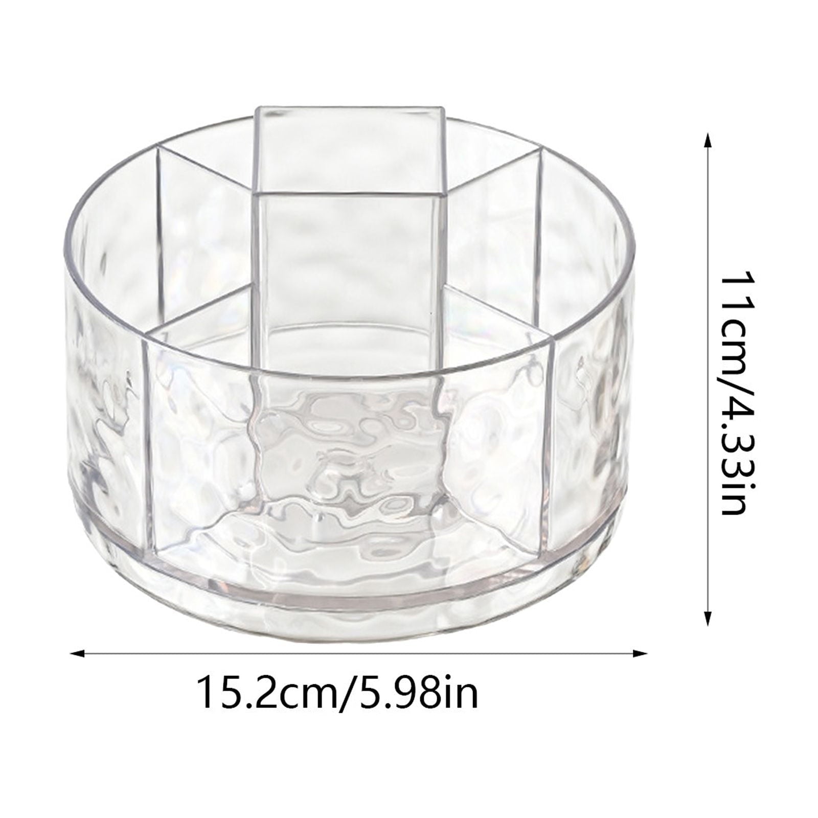 Transparent Water Ripple Desktop Makeup Organizer, Lazy Organizer for Vanity, Spinning Cosmetic Display Case with 5 C... - Image 3