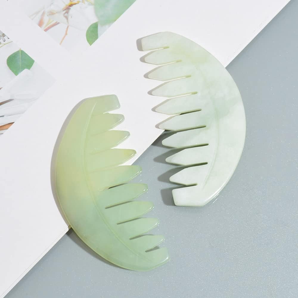 Gua Sha Comb, Natural Jade Stone, Hair Scalp Massage Comb for Head Care Relaxing, Facial and Body GuaSha Massage Tool - Image 4