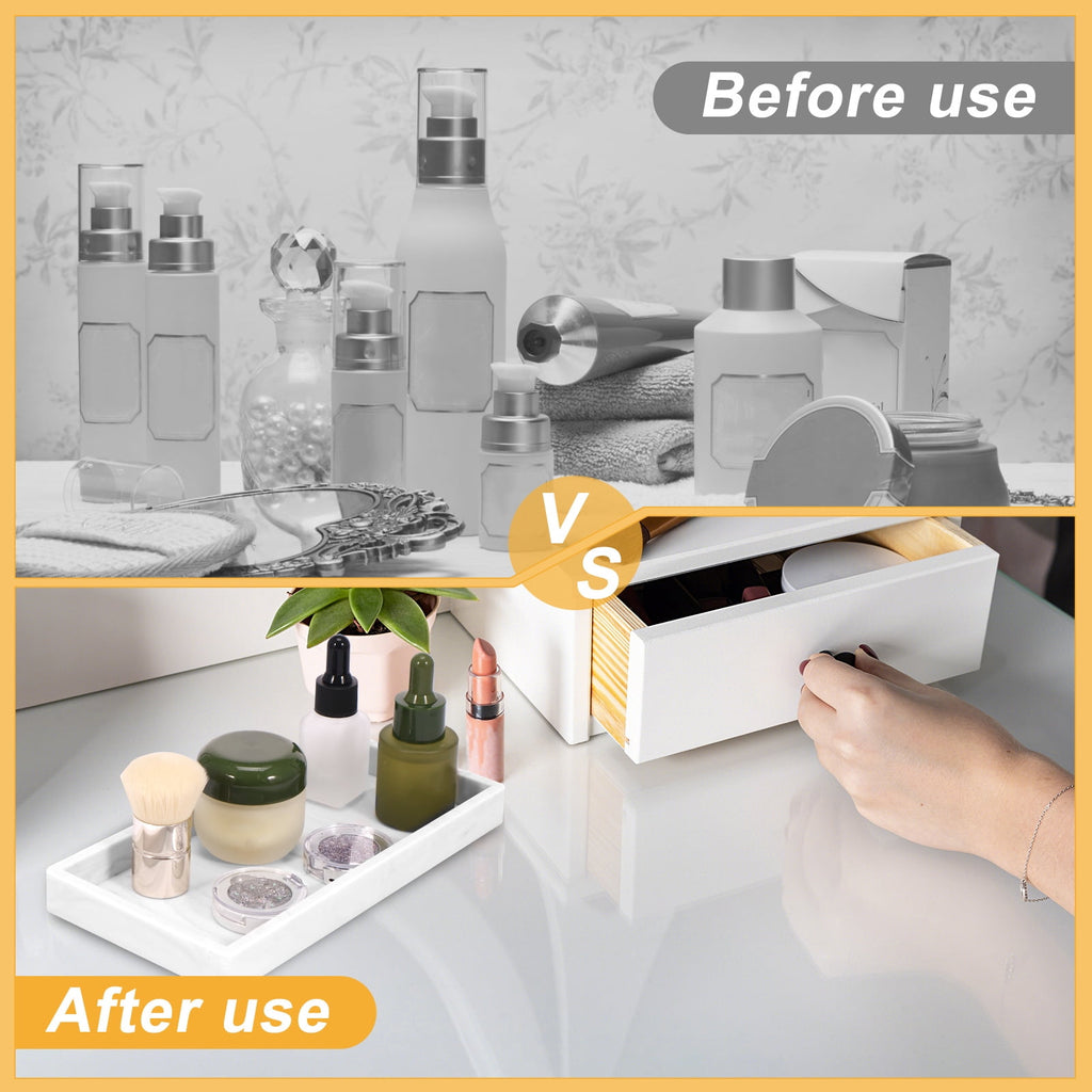2Pcs Bathroom Vanity Tray Shatterproof Silicone Bathroom Tray Non-Slip Bathroom Rectangle Countertop Storage Organizer Space Saving Skincare - Image 6